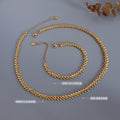 Leaf Chevron Chain Necklace And Bracelet Gold Steel Titanium view 2