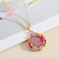Gold Tone Iridescent Druzy Pendant Necklaces, Hoop Earrings and Sets view 9