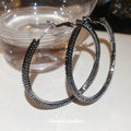 Black Crystal Textured Oversized Hoop Earrings Fashion Jewelry view 4