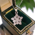 Silver Tone Crystal Pave Flower Pendant Necklace with Chain view 2