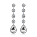 Silver Tone Crystal Circle Chain Crystal Metal Dangle Earrings view 1