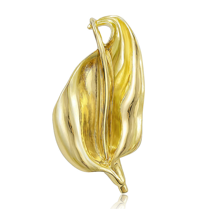 Sculpted Calla Lily Brooch in Polished Metal for Jackets and Scarves