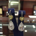 Two Tone Yellow Heart and Clear Teardrop Long Earrings view 2