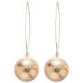 Textured Metallic Ball Long Wire Hook Earrings In Two Tones view 5