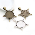 Star Shaped Cabochon Pendant Trays in Bronze and Silver view 1