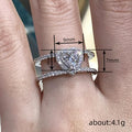 Silver Tone Heart Crystal Bypass Ring Polished Statement Fashion Jewelry view 4