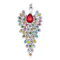 Red Gold Tone Peacock Crystal Two Designs Metal Brooch Pin 4.9 x 10.5 cm view 7