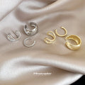 Gold Tone Crystal Three Piece Open Ear Cuff Jewelry Set view 4