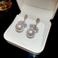 Crystal Bow and Pearl Drop Stud Earrings Fashion Earrings view 6