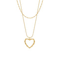 Double Layer Bamboo Heart Pendant Necklace Gold Steel view 5