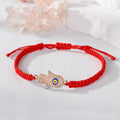 Gold Tone Crystal Hamsa Blue Evil Eye Red Cord Bracelets in Four Designs view 7
