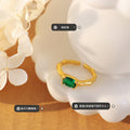 Open Adjustable Ring Green Oval Zircon Copper Alloy Band view 2