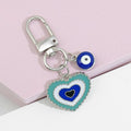 Enamel Evil Eye Keychain Cobalt Round Pendant With Blue Eye Bead view 6