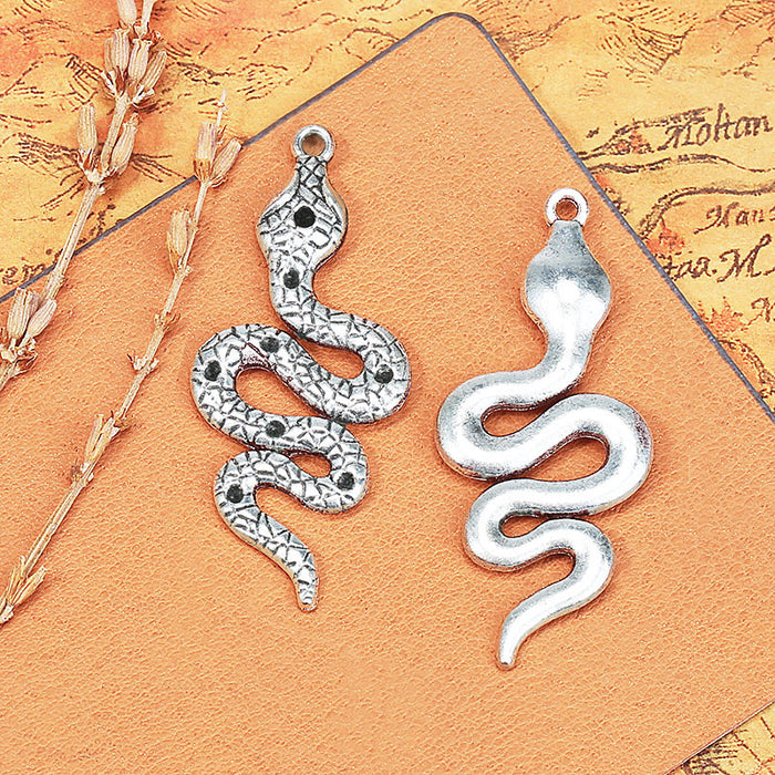 Coiled Snake Alloy Charm Pendant 49x21mm