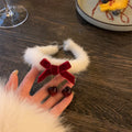 Plush White Collar Necklace With Red Velvet Bow And Cherry Drops view 2