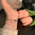 Silver Pink Zircon Butterfly Geometric Slider Bracelet view 2