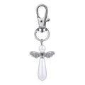 Pearl Angel Wings Keychain Silver Lobster Clasp Charm view 5