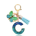 Blue Glitter Resin Letter Keychain with Butterfly Charm and Tassel view 4