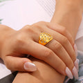 Bubble Circle Rhinestone Dome Ring Gold And Steel Tone view 1