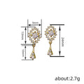 Gold Oval Halo Teardrop Drop Earrings Clear Stones view 4