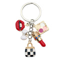 Black White Handbag Lipstick Compact and Lips Keychain view 5