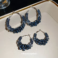 Blue Crystal Wrapped Hoop Statement Earrings For Women view 4