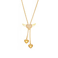 Angel Wing Heart Zircon Lariat Necklace Gold Steel view 5