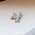 Crystal Clover Ear Clip with Silver Tone Setting and Clear Stones view 2