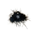 Black Floral Hair Claw With Pearl Like Center And Crystal Chain Fringe view 5