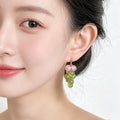 Green and Pink Translucent Grape Cluster Drop Earrings view 4