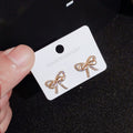 Rose Gold Tone Crystal Bow Stud Earrings Polished Jewelry Accessory view 4