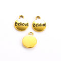 Believe Coin Charm Metal Jewelry Making Component In 3 Finishes view 3