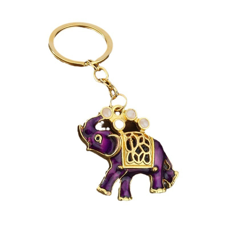 Rhinestone Elephant Zinc Alloy Car Keychain Gift Pendant