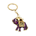Gold Tone Metal Elephant Keychain With White Accents, Six Colors view 5