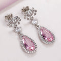 Floral Teardrop Crystal Earrings in Three Colors With Clear Stone Accents view 4