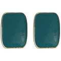 Gold Frame White Shell Chip Square Stud Earrings Pair view 5