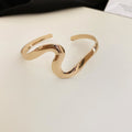 Five Mixed Wave Geometric And Twisted Wire Open Cuff Bracelets view 6