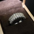 White Gold Tone Baguette Round CZ Multi Row Ring Sizes 6-10 view 2