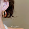 Red and White Double Hoop Earrings Fashion Jewelry view 4