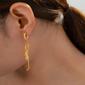 Bow Knot Drop Earrings Rhinestone Huggie Titanium Steel Gold view 3