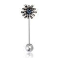 Crystal Flower Long Pin Brooch With Pearl End for Jackets Scarves and Lapels view 5