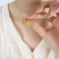 Gold Snake Chain Good Luck Disc Pendant Necklace Style view 3