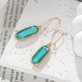 Oval Foil Glass Drop Earrings Textured Gold Frame 5 Colors view 3