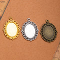 Ornate Oval Cabochon Pendant Setting in Three Finishes view 1