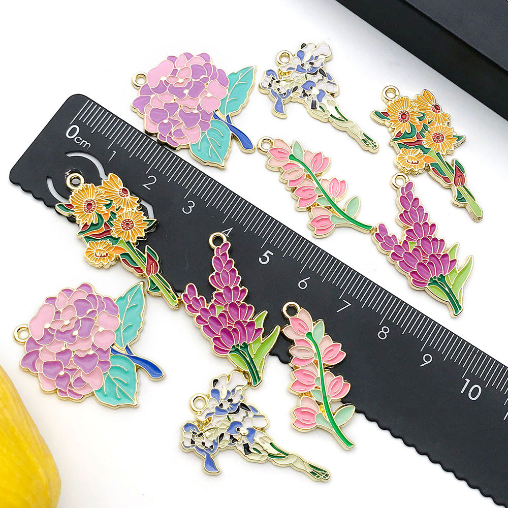 Zinc Alloy Van Gogh Sunflower Iris Flower Charm Pendant for Earrings Necklace DIY