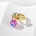 Gold Tone Swirled Glass Evil Eye Adjustable Rings in Ten Colors view 11