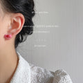 Pink Bow Red Center Enamel Stud Earrings Pair Jewelry view 2
