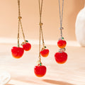Cherry Resin Pendant Adjustable Sweater Chain Necklace view 3