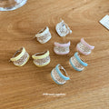 Pastel Enamel Sculpted U Hoop Earrings in Four Colors view 3