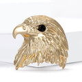 Sculpted Eagle Head Brooch in Gold or Silver With Black Eye view 4